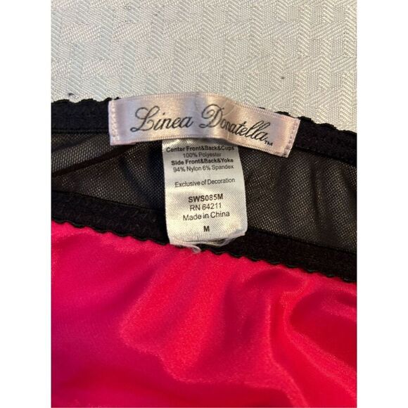 Linea Donatella sexy gown medium hot pink black lace rn#64211 - Picture 5 of 6